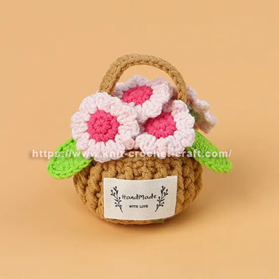 Wholesale Price OEM Manufacturer Personalized Navidad Xmas Christmas Finished Knitting Handmade Sunflower Custom Design Crochet Knitted Flower Basket Factory