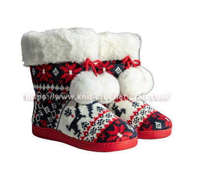 Custom Christmas Women's Knitted Warm Boots Slippers Shoes Socks