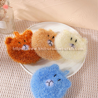 Dish Brush – Crocheted Dish Brush, Acrylic Dish Brush, Glass Fiber Dish Brush, Korean Bear Series Dish Brush