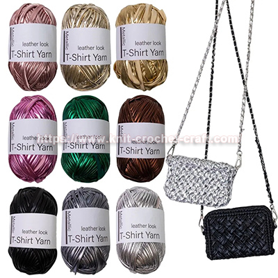 100g Metallic Leather Look T-Shirt Yarn Glossing Yarn 100% Polyester Metallic T-Shirt-Yarn for Crochet Knitting Bagneedlework