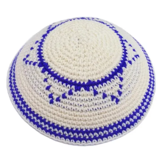Hand Knitted Crocheted Kippah, Kipa, skullcap, yarmulkewith Star of David Design 